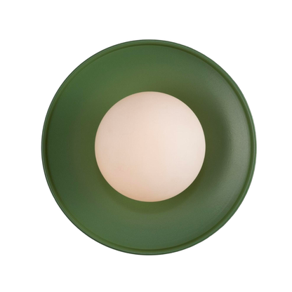 AOSTA - Brass Disc Bathroom Wall Light with Glass Globe 16.2cm IP65