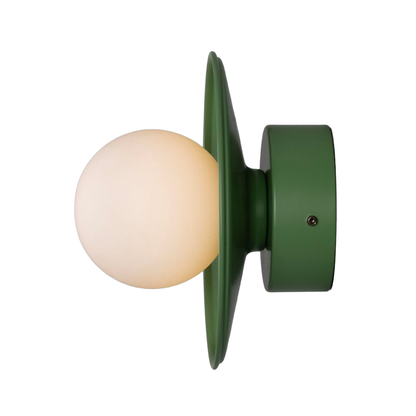 AOSTA - Brass Disc Bathroom Wall Light with Glass Globe 16.2cm IP65