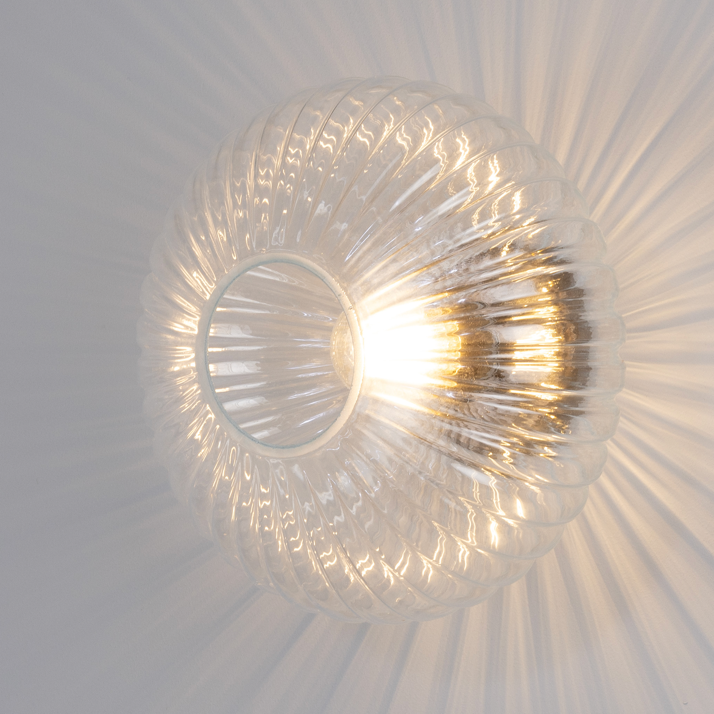 NEITH - Oval Reeded Glass and Brass Wall Light 30cm
