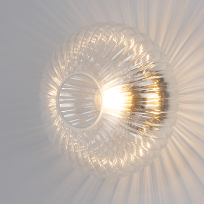 NEITH - Oval Reeded Glass and Brass Wall Light 30cm