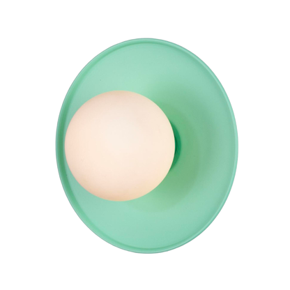 AOSTA - Brass Disc Bathroom Wall Light with Glass Globe 16.2cm IP65