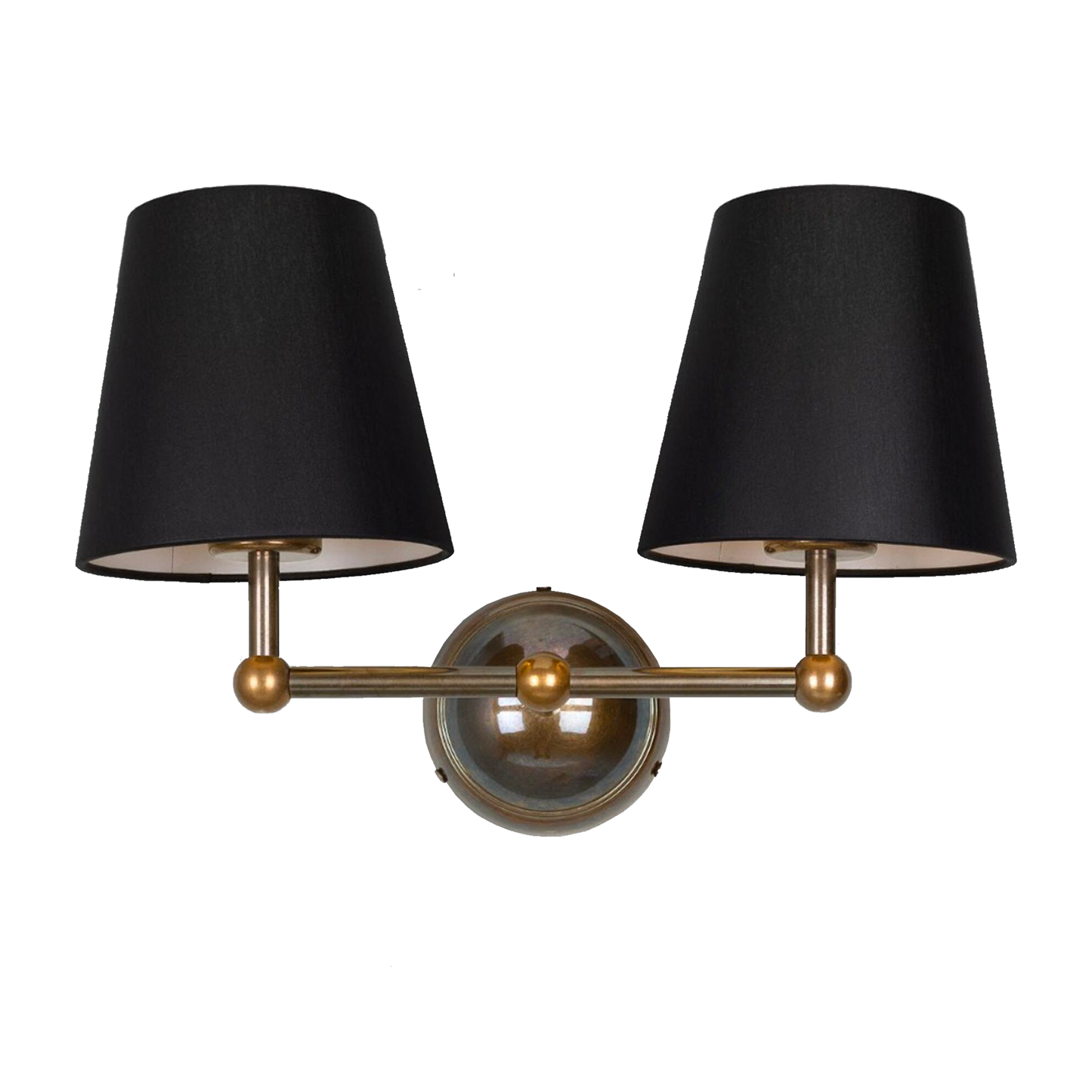 BUSAN - Modern Brass Double Wall Light with Fabric Shades