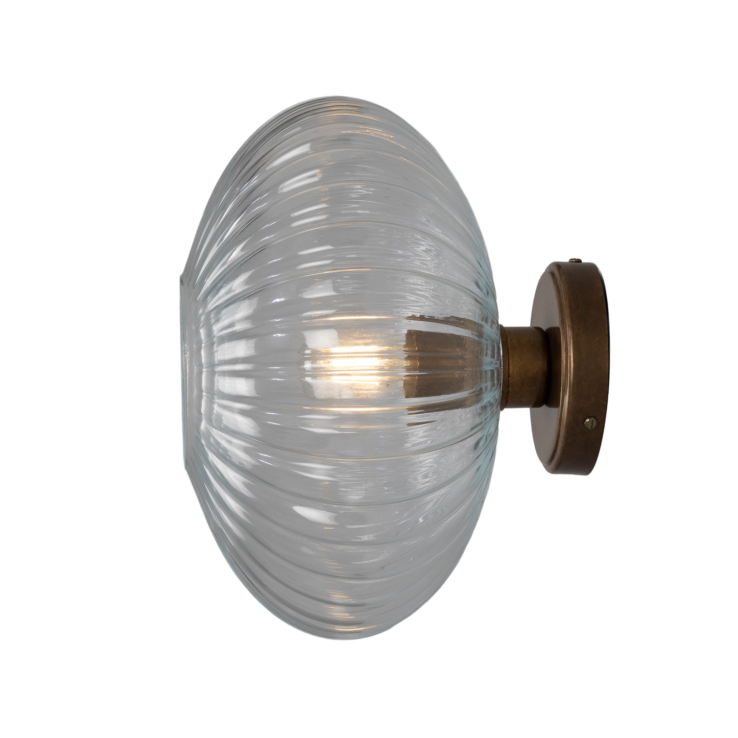 NEITH - Oval Reeded Glass and Brass Wall Light 30cm