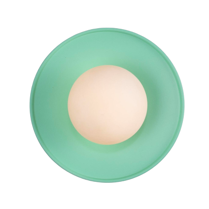 AOSTA - Brass Disc Bathroom Wall Light with Glass Globe 16.2cm IP65