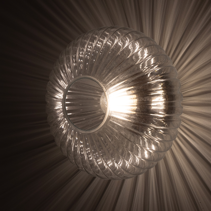 NEITH - Oval Reeded Glass and Brass Wall Light 30cm