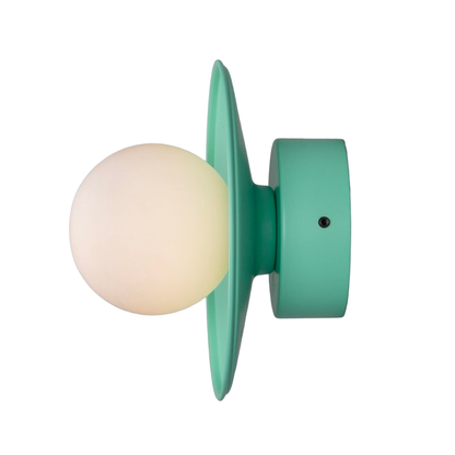 AOSTA - Brass Disc Bathroom Wall Light with Glass Globe 16.2cm IP65