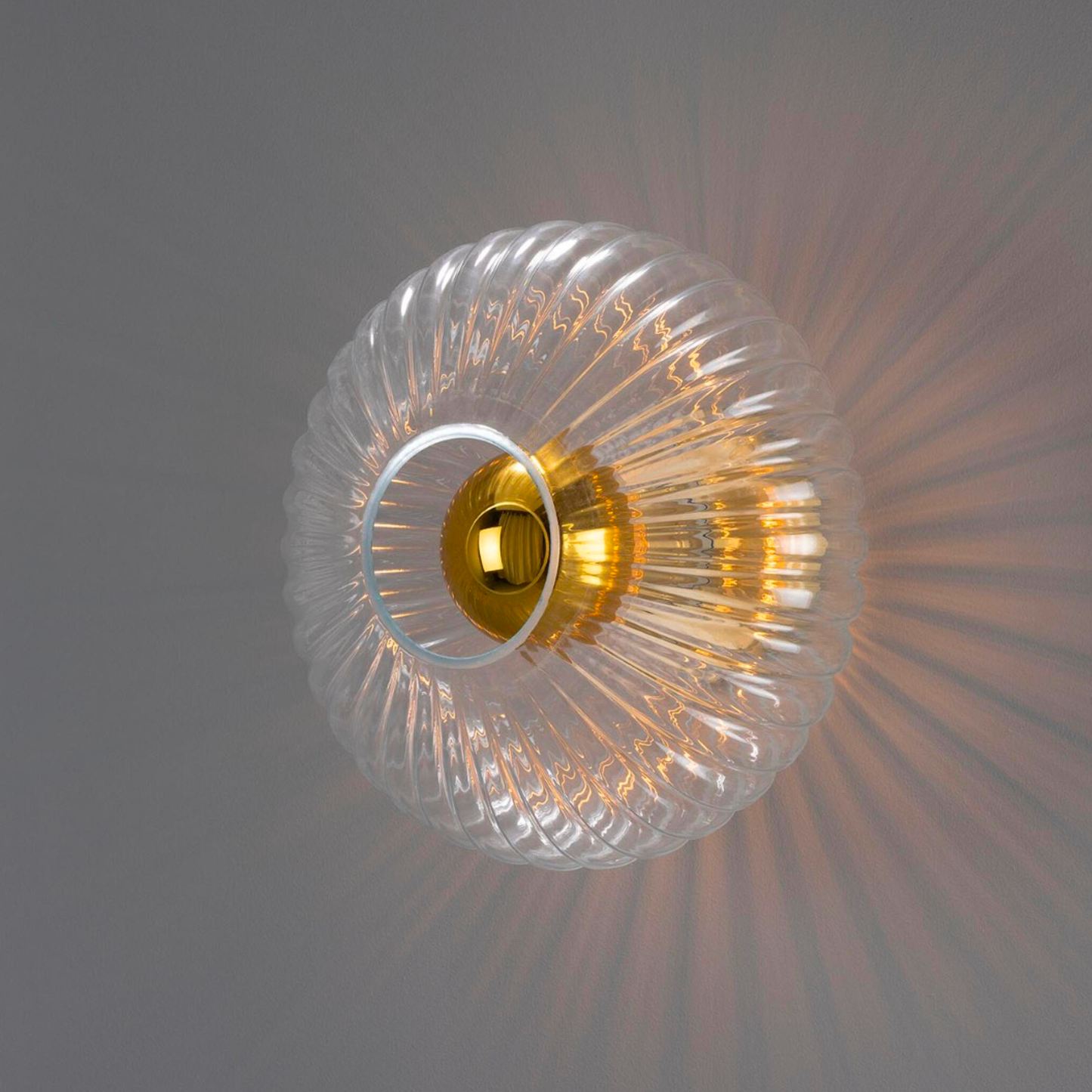 NEITH - Oval Reeded Glass and Brass Wall Light 30cm
