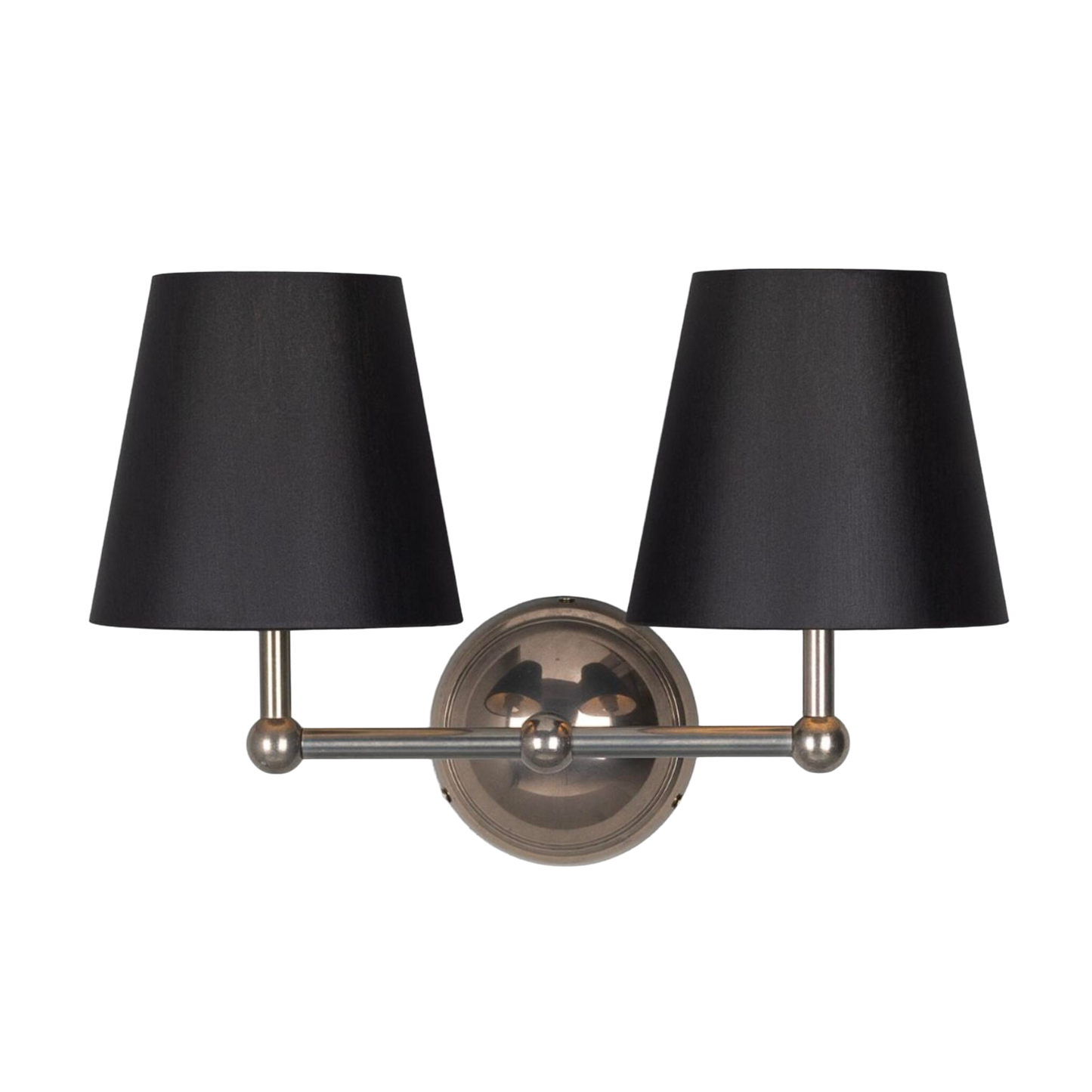 BUSAN - Modern Brass Double Wall Light with Fabric Shades