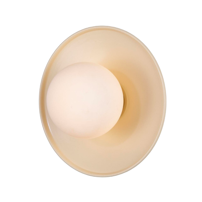 AOSTA - Brass Disc Bathroom Wall Light with Glass Globe 16.2cm IP65