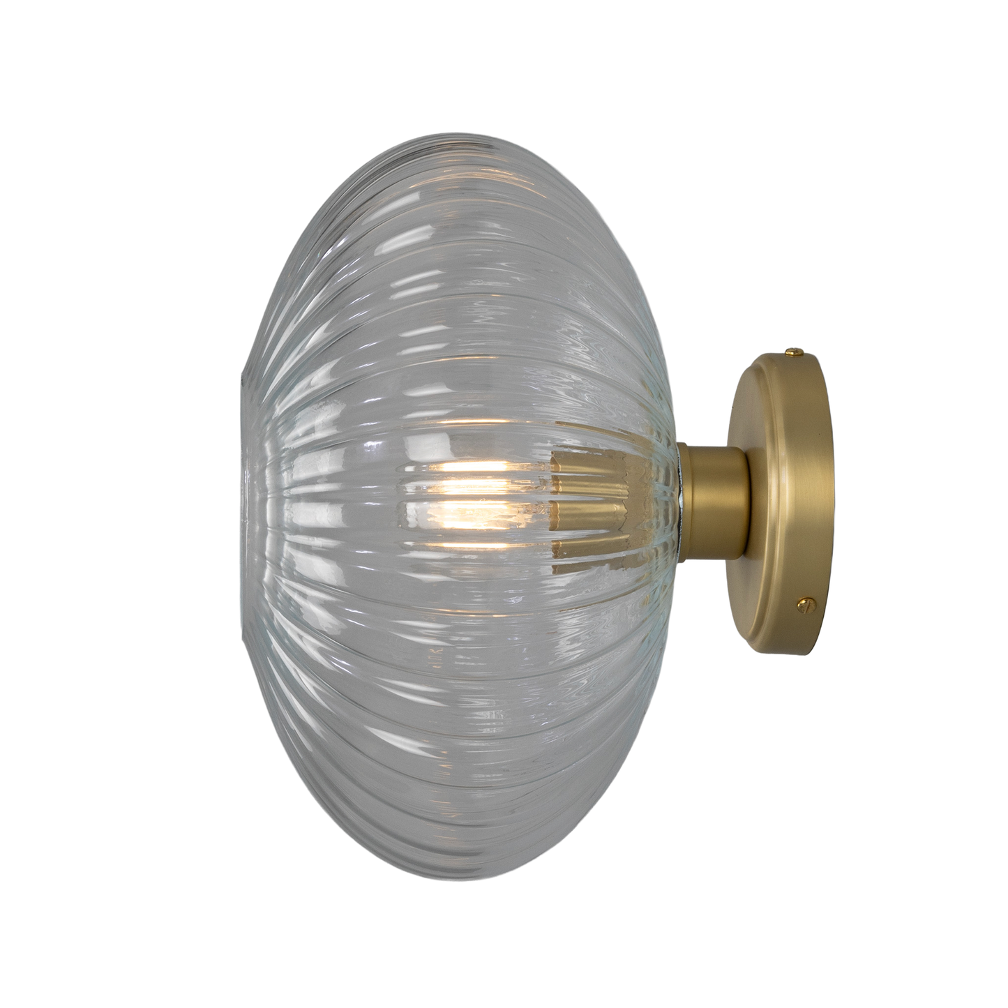 NEITH - Oval Reeded Glass and Brass Wall Light 30cm