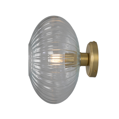 NEITH - Oval Reeded Glass and Brass Wall Light 30cm