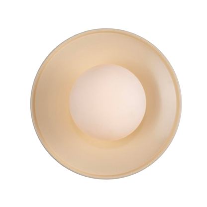 AOSTA - Brass Disc Bathroom Wall Light with Glass Globe 16.2cm IP65