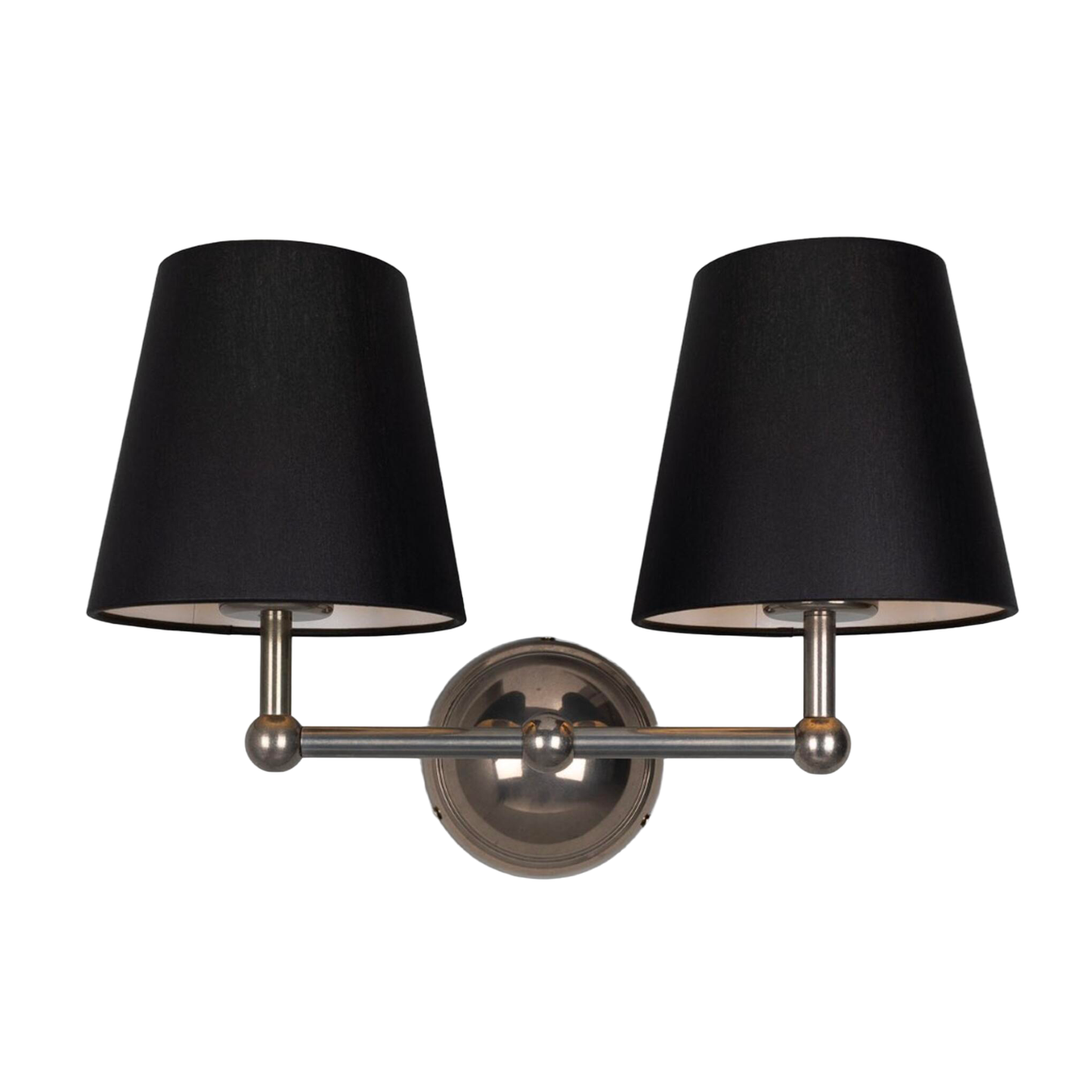 BUSAN - Modern Brass Double Wall Light with Fabric Shades