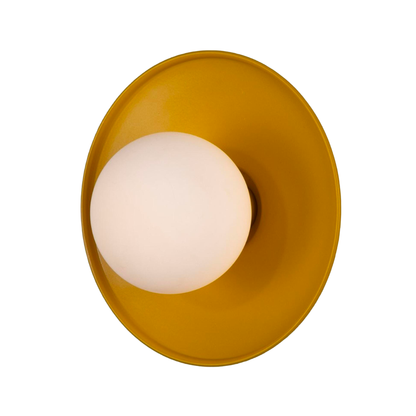 AOSTA - Brass Disc Bathroom Wall Light with Glass Globe 16.2cm IP65