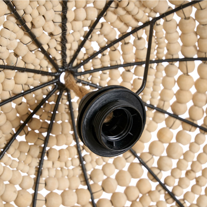 The Wooden Bead Dome Pendant - Natural