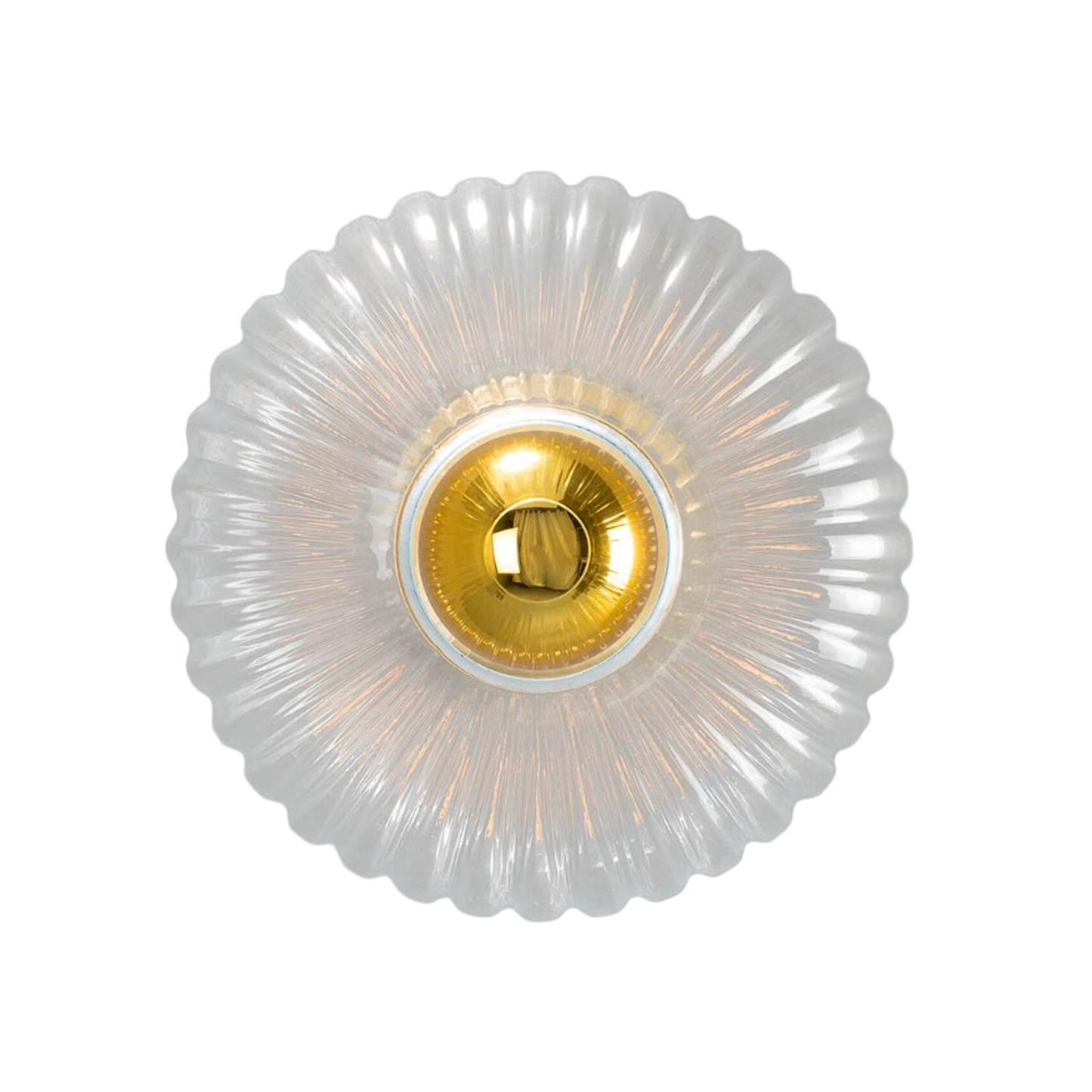 NEITH - Oval Reeded Glass and Brass Wall Light 30cm