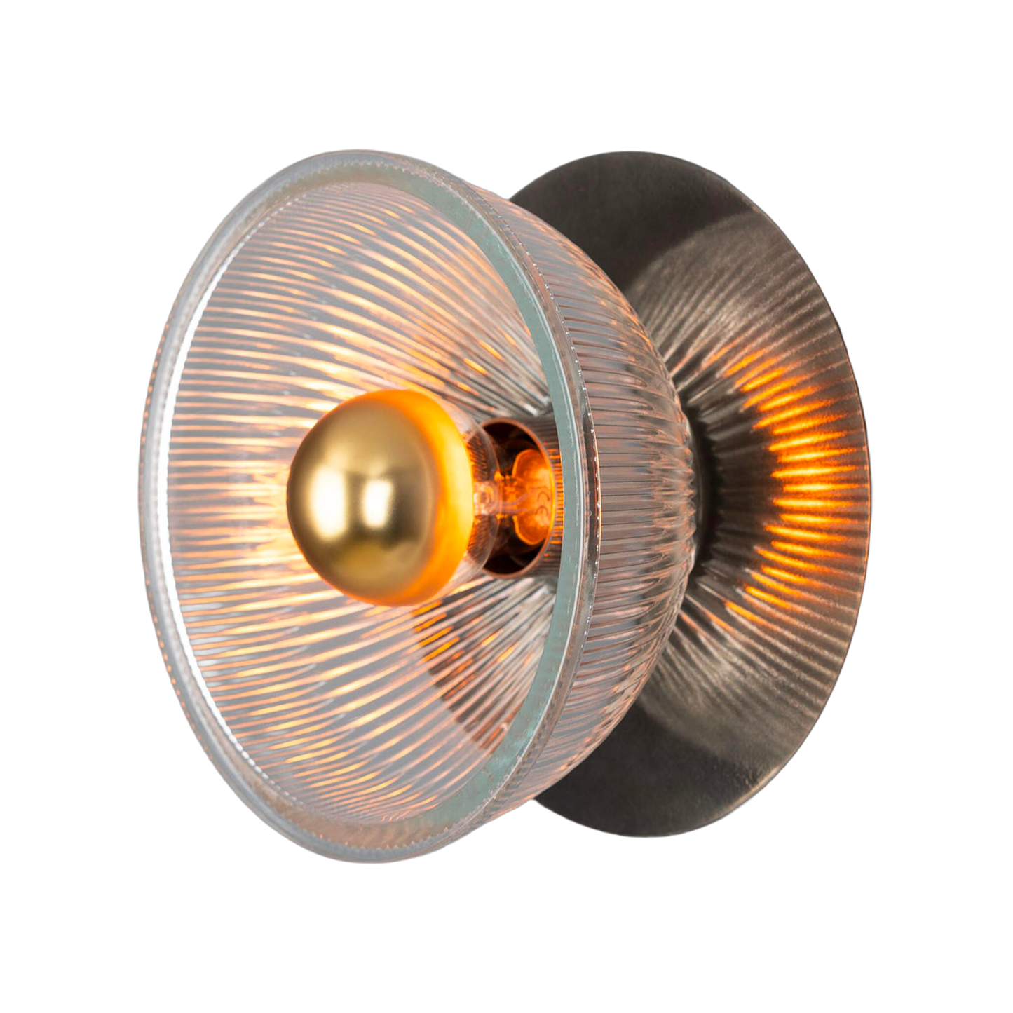 ECLIPSE - Prismatic Brass Glass Dish Wall Light