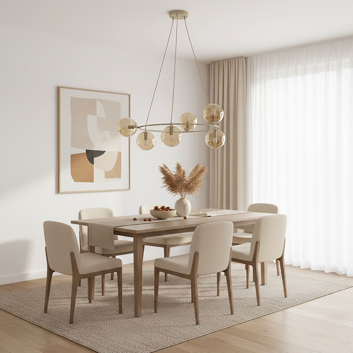 AZURA - Taklampa i mokka med 6 amber färgade glas