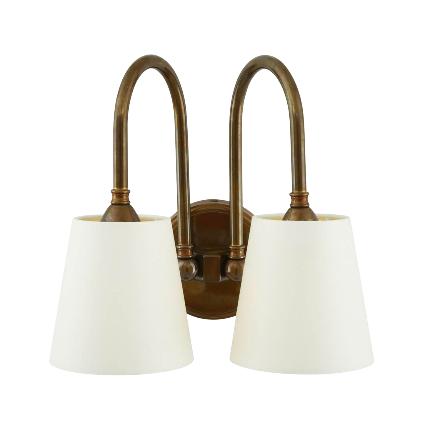 UPPSALA - Two-Arm Brass Wall Light with Fabric Shades 28cm