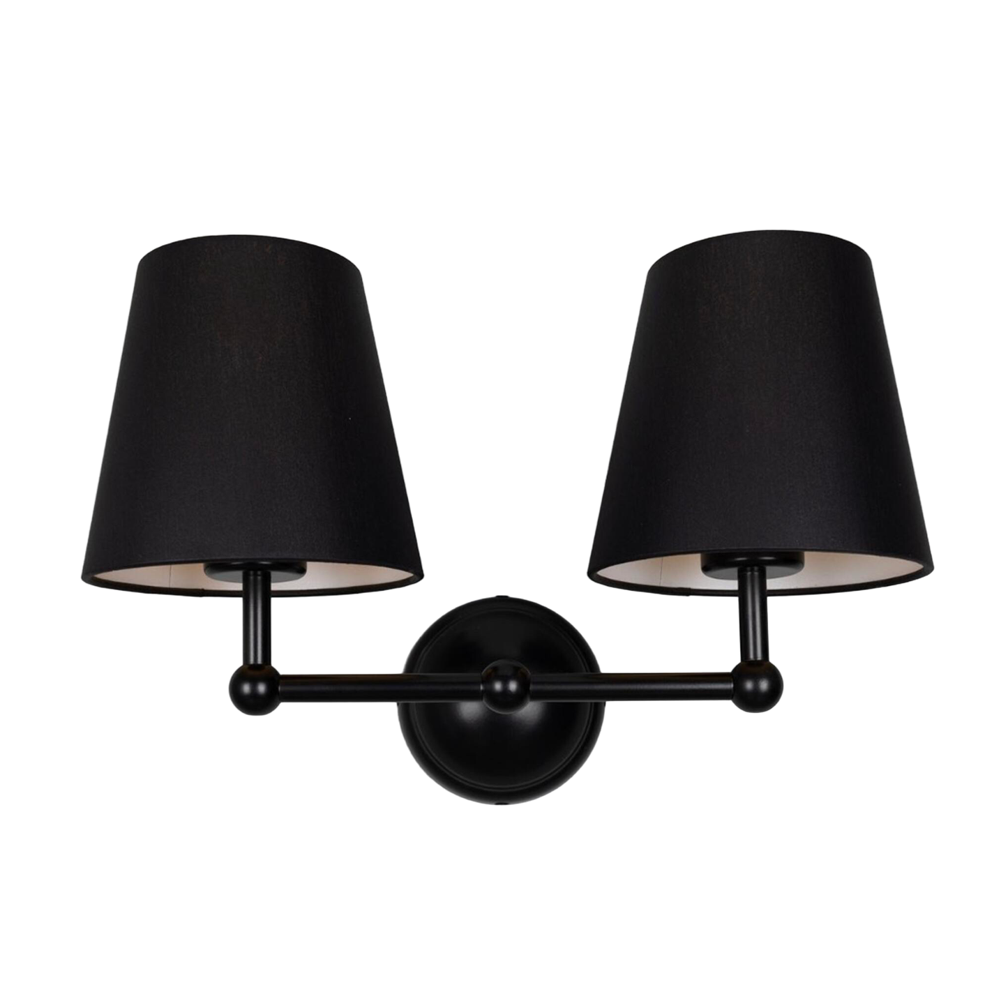 BUSAN - Modern Brass Double Wall Light with Fabric Shades