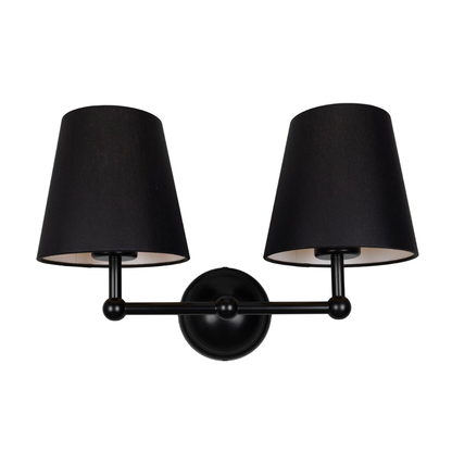 BUSAN - Modern Brass Double Wall Light with Fabric Shades