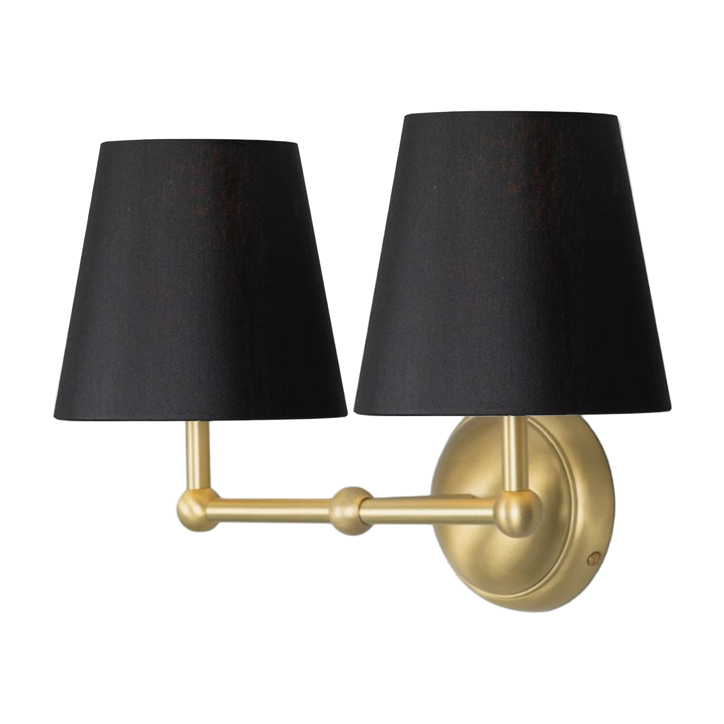 BUSAN - Modern Brass Double Wall Light with Fabric Shades