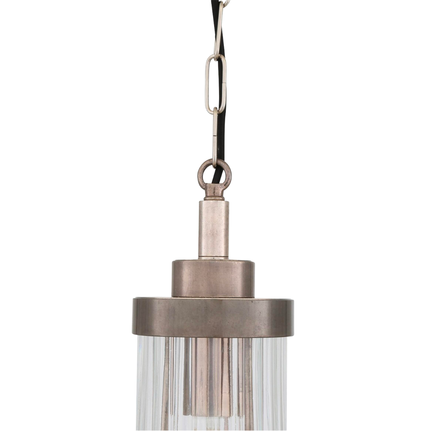 LOUISE- Vintage Rippled Clear Glass and Brass Bathroom Pendant IP44