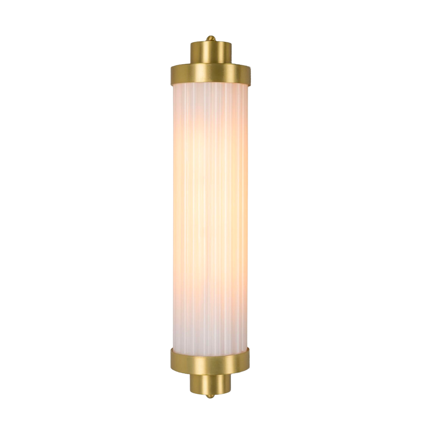 LOUISE - Vintage Rippled Opal Glass and Brass Bathroom Wall Light 47cm IP44