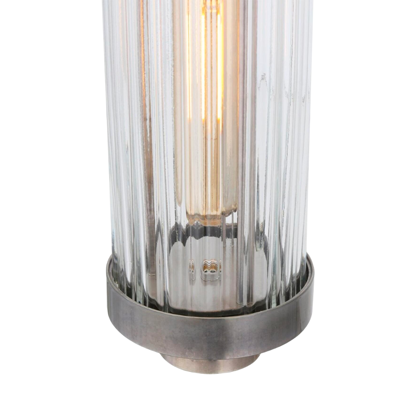LOUISE- Vintage Rippled Clear Glass and Brass Bathroom Pendant IP44