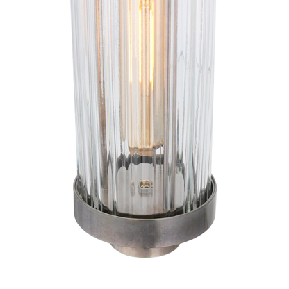 LOUISE- Vintage Rippled Clear Glass and Brass Bathroom Pendant IP44