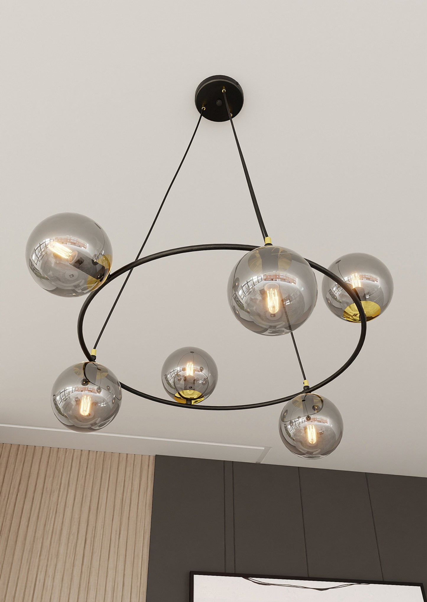 AZURA - Taklampa med 6 rökfärgade glas