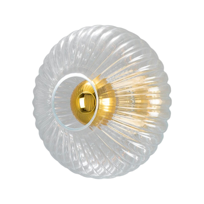 NEITH - Oval Reeded Glass and Brass Wall Light 30cm