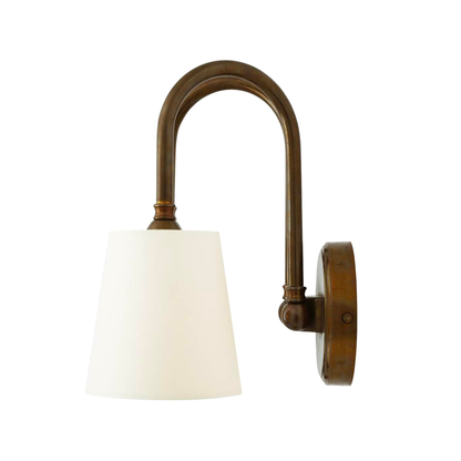 UPPSALA - Two-Arm Brass Wall Light with Fabric Shades 28cm