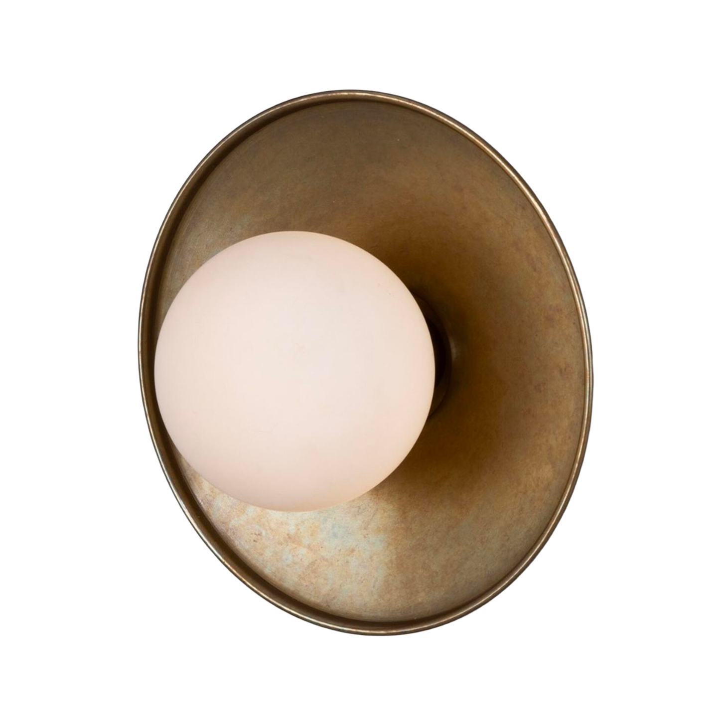 AOSTA - Brass Disc Bathroom Wall Light with Glass Globe 16.2cm IP65