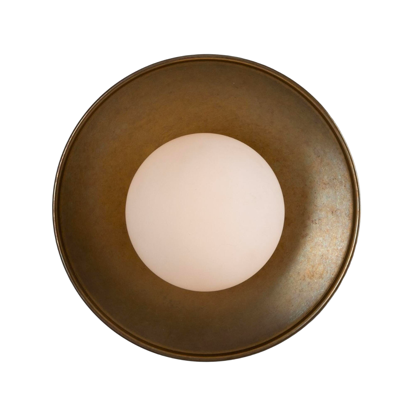 AOSTA - Brass Disc Bathroom Wall Light with Glass Globe 16.2cm IP65