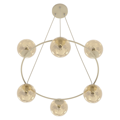 AZURA - Taklampa i mokka med 6 amber färgade glas