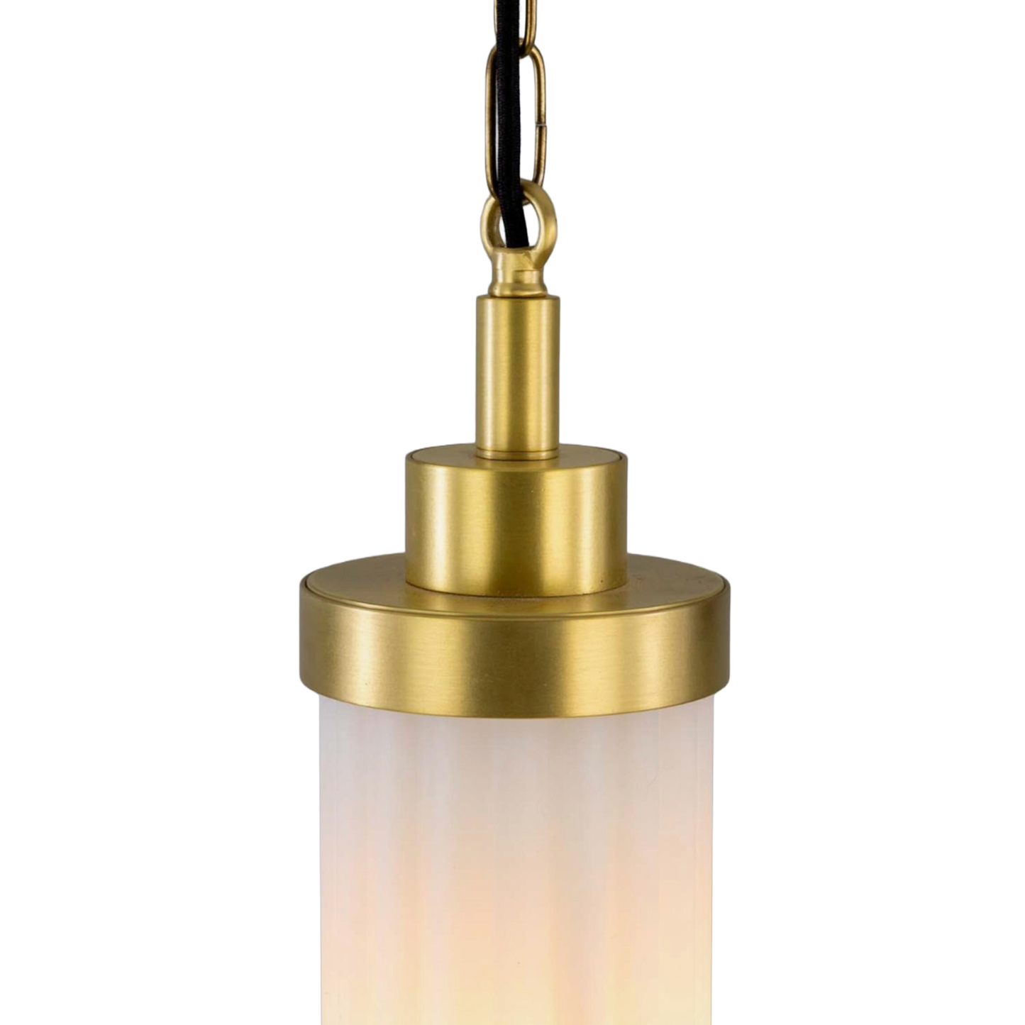 LOUISE - Vintage Rippled Opal Glass and Brass Bathroom Pendant 52.5cm IP44