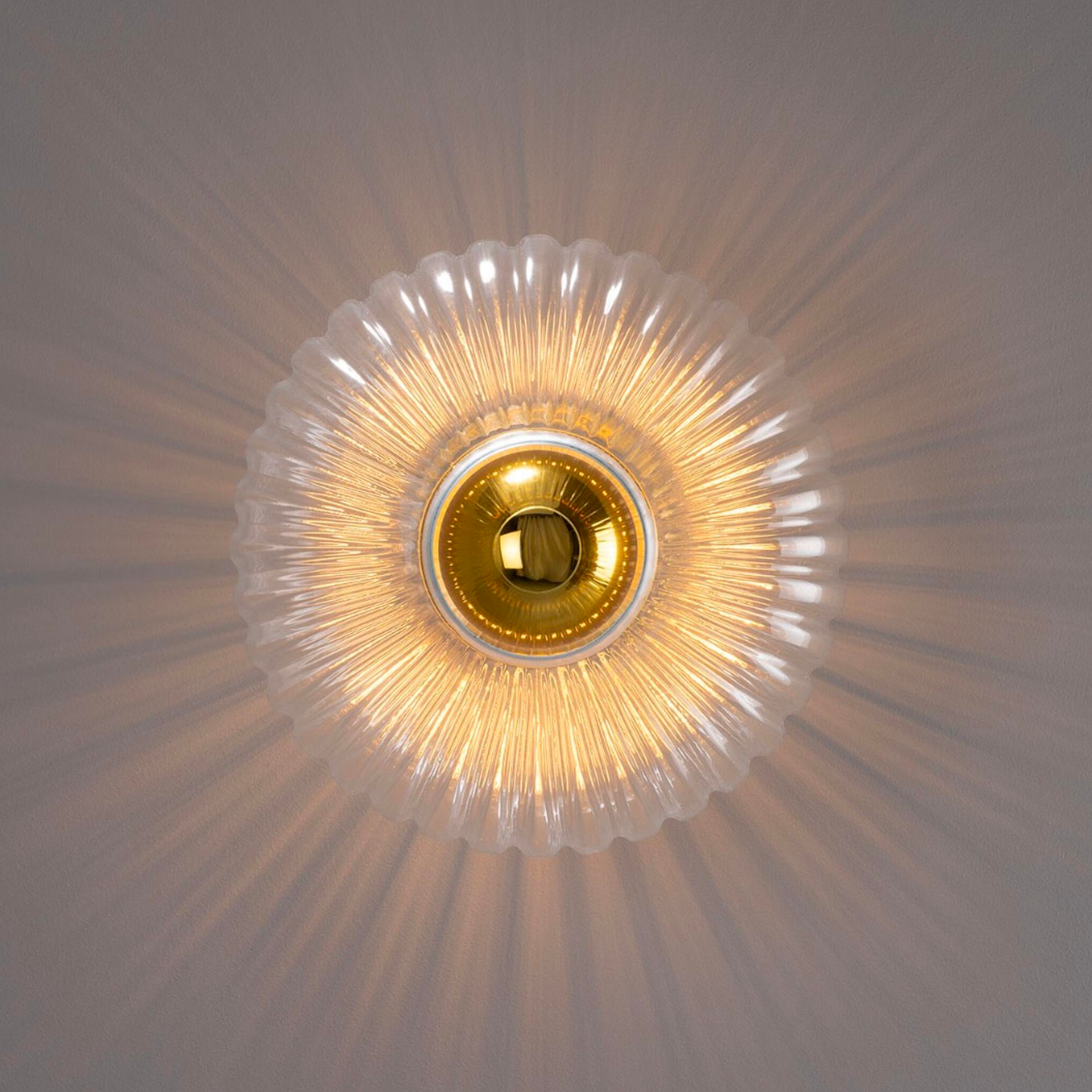 NEITH - Oval Reeded Glass and Brass Wall Light 30cm