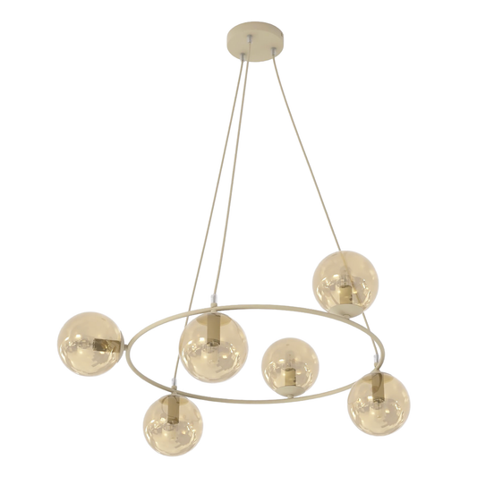 AZURA - Taklampa i mokka med 6 amber färgade glas