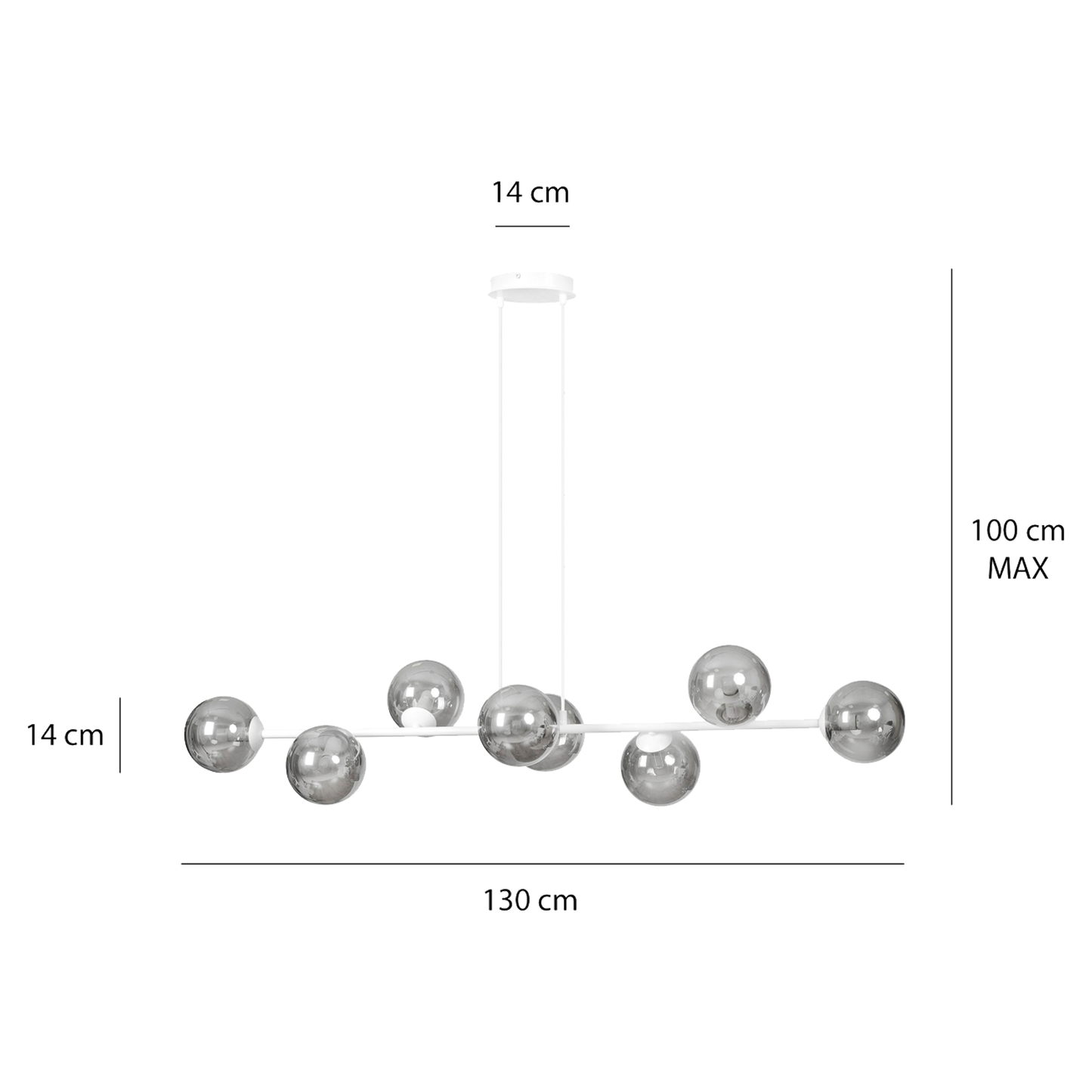 TAKLAMPA ROSSI 8 - Vit 130cm (Special Beställningsvara)