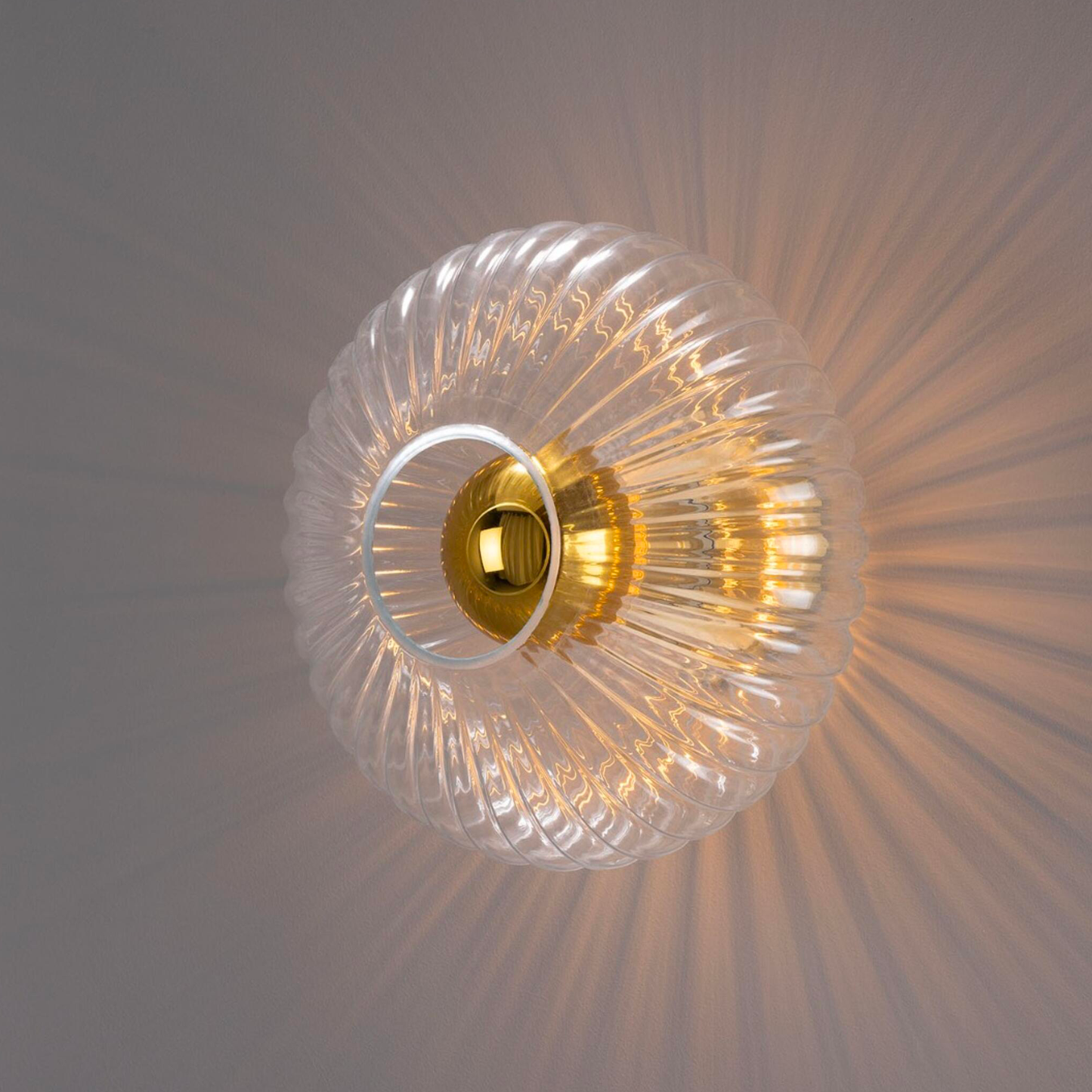 NEITH - Oval Reeded Glass and Brass Wall Light 30cm