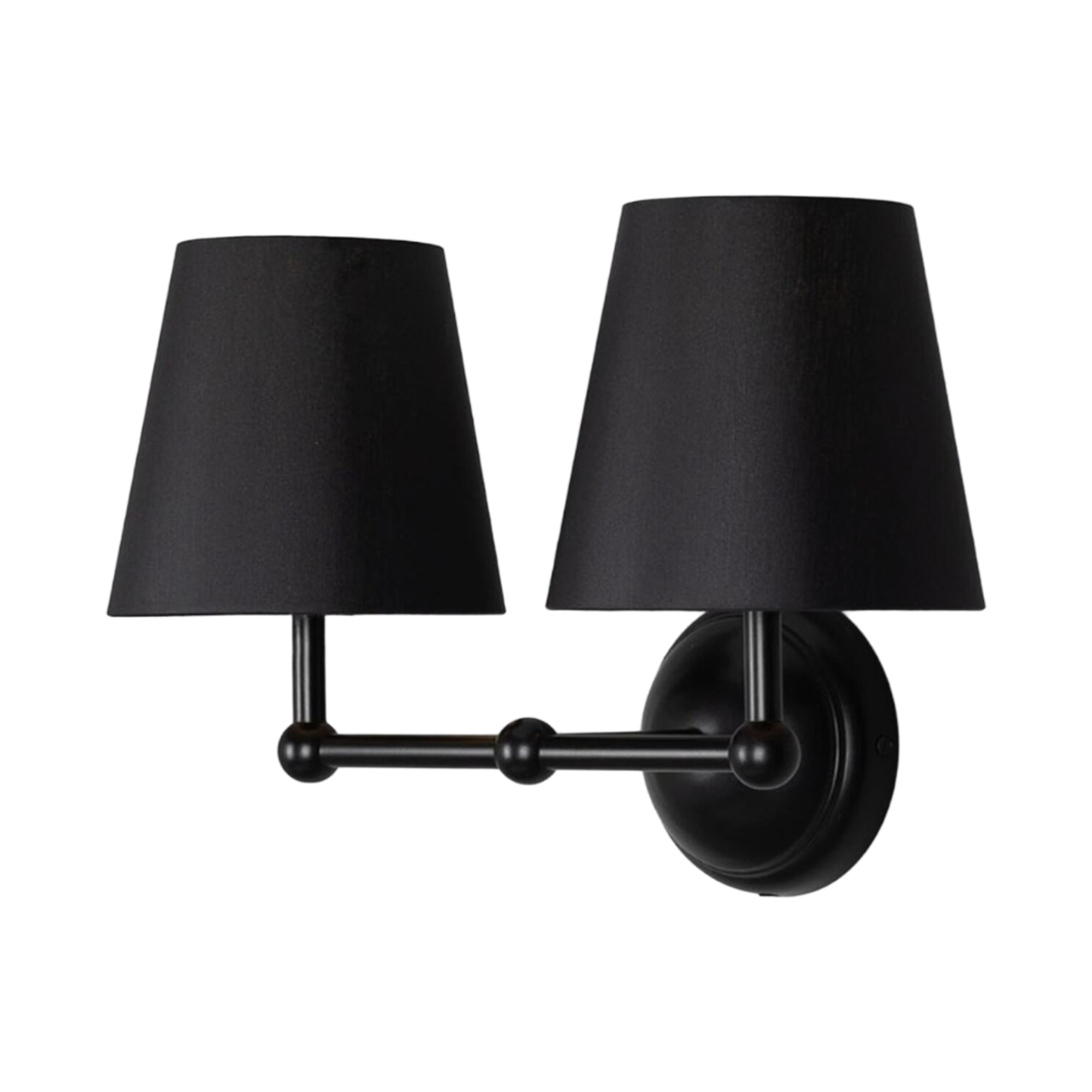 BUSAN - Modern Brass Double Wall Light with Fabric Shades