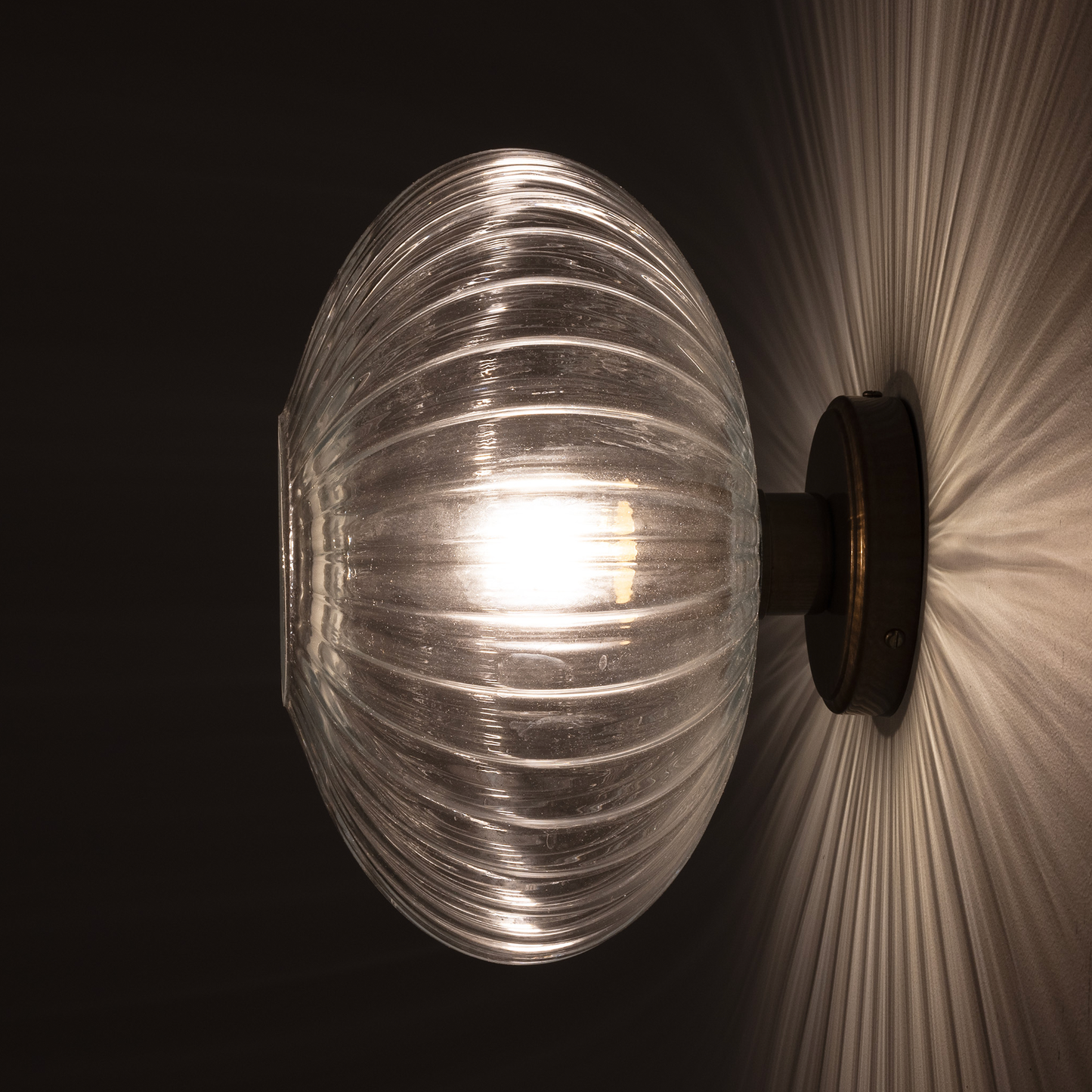 NEITH - Oval Reeded Glass and Brass Wall Light 30cm