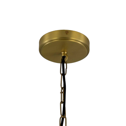 LOUISE - Vintage Rippled Opal Glass and Brass Bathroom Pendant 52.5cm IP44