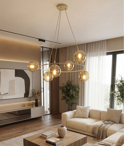 AZURA - Taklampa i mokka med 6 amber färgade glas