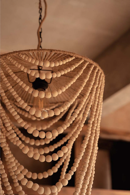 THE WOODEN BEAD CHANDELIER - Natural L