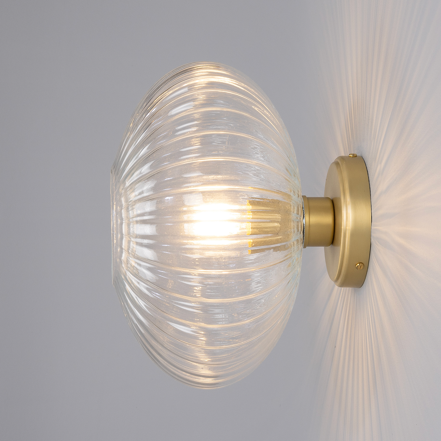 NEITH - Oval Reeded Glass and Brass Wall Light 30cm
