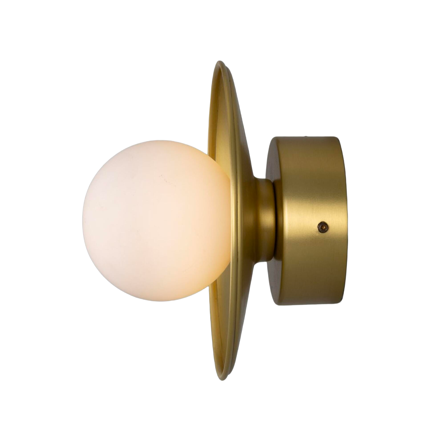 AOSTA - Brass Disc Bathroom Wall Light with Glass Globe 16.2cm IP65