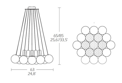 SPHERE - Taklampa 19 LED – Fyrkantig takplatta, 85 höjd.