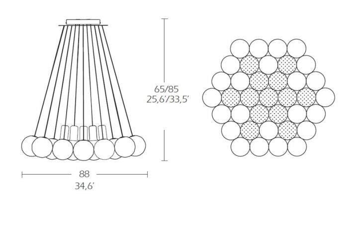 SPHERE - Taklampa 37 LED – Fyrkantig takplatta, 85 höjd.